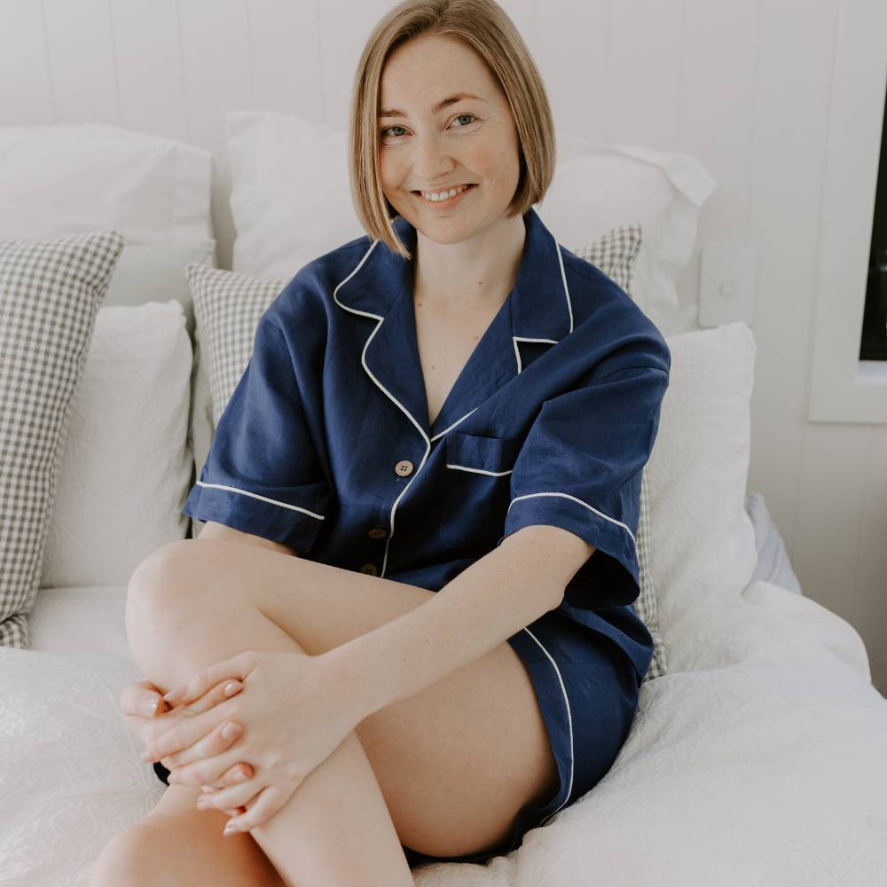 Eve short linen PJ set lounging
