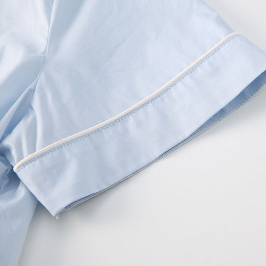 Short cotton pajama sleeve in blue.