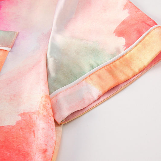 Women's sleepwear short sleeve top in satin fabric.