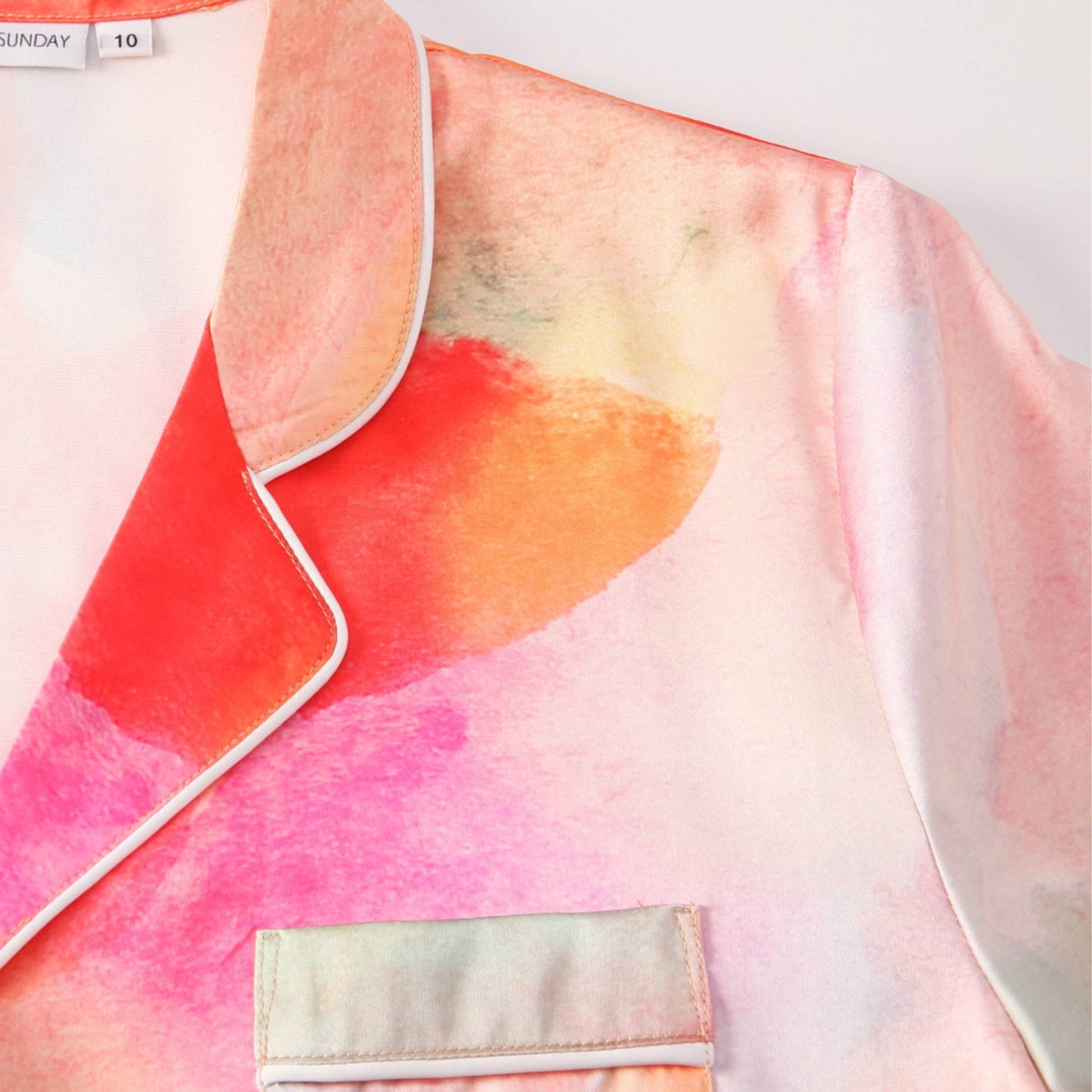 Silky satin women's pajama top high quality design.