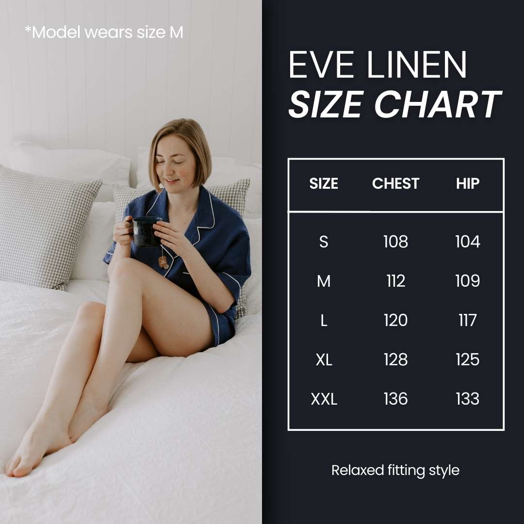 Eve Linen Size Chart S to XXL