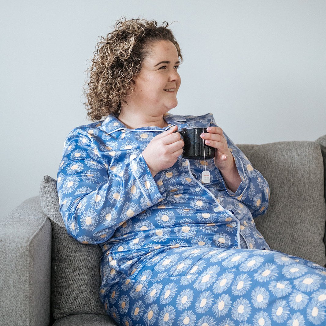 Lounging in Blue Daisy Pajama Set