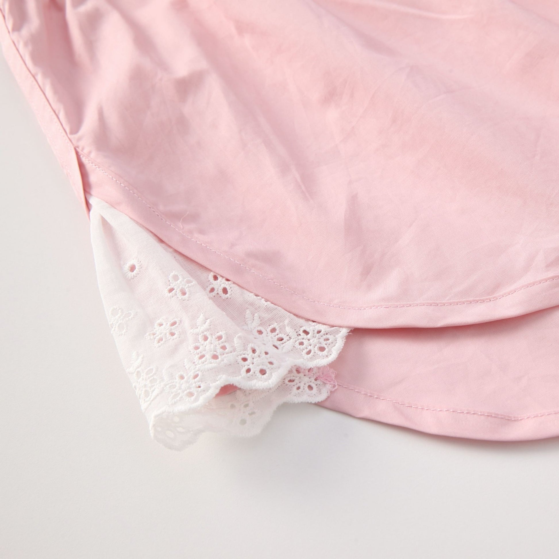 Gabrielle blush pink colour lace detail on shorts. 